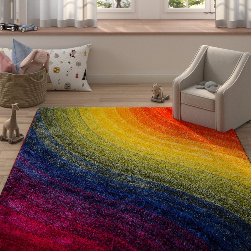 Zoomie Kids Ainsley Soft 3D Wavy Rainbow Area Rug & Reviews Wayfair